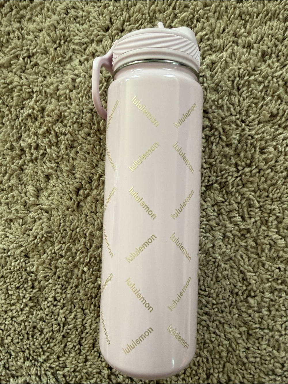 lululemon athletica Light Pink Insulated Water Bottle with Gold Logo